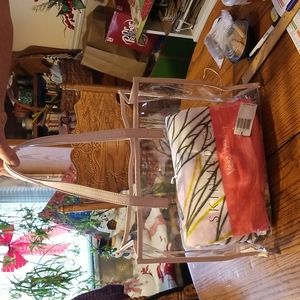 Skin Medica clear tote with blush edging & handles and Vera Bradley beach towel